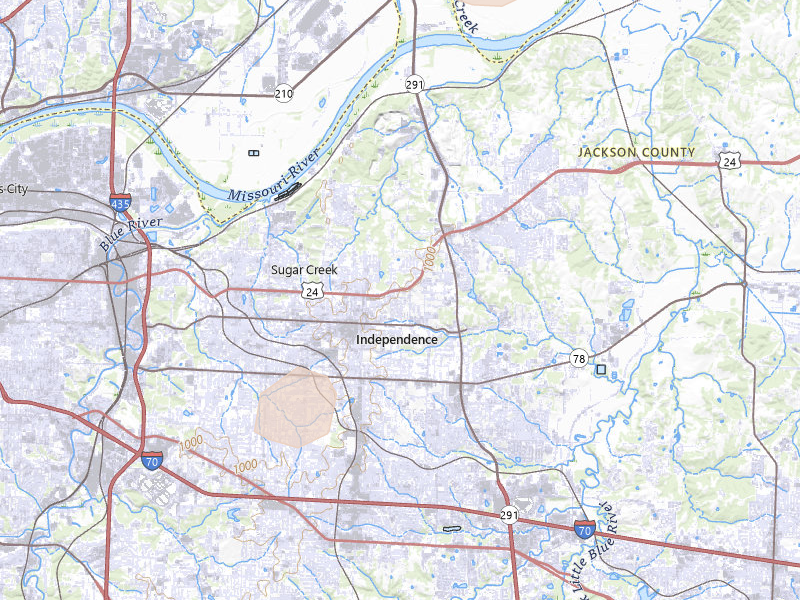 Radar-estimated hail-size map of the storm over Independence, MO