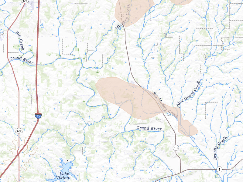 Radar-estimated hail-size map of the storm over Jameson, MO