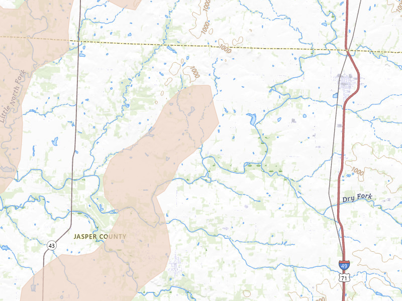 Radar-estimated hail-size map of the storm over Jasper, MO