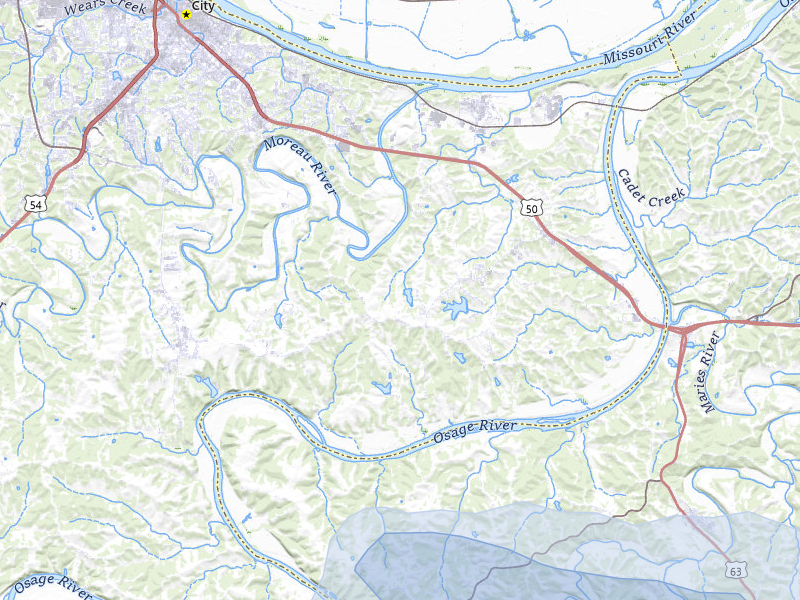 NEXRAD radar-signature map of the hail over Jefferson City, MO
