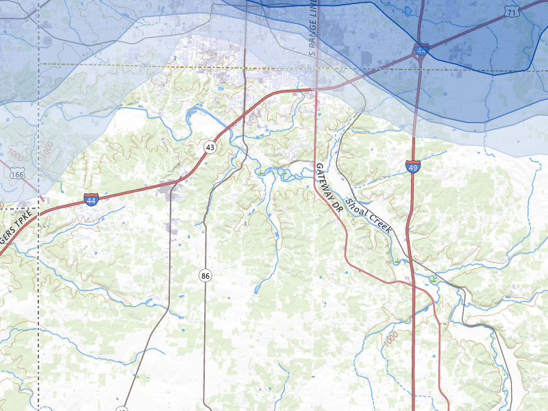 NEXRAD radar-signature map of the hail over Joplin, MO