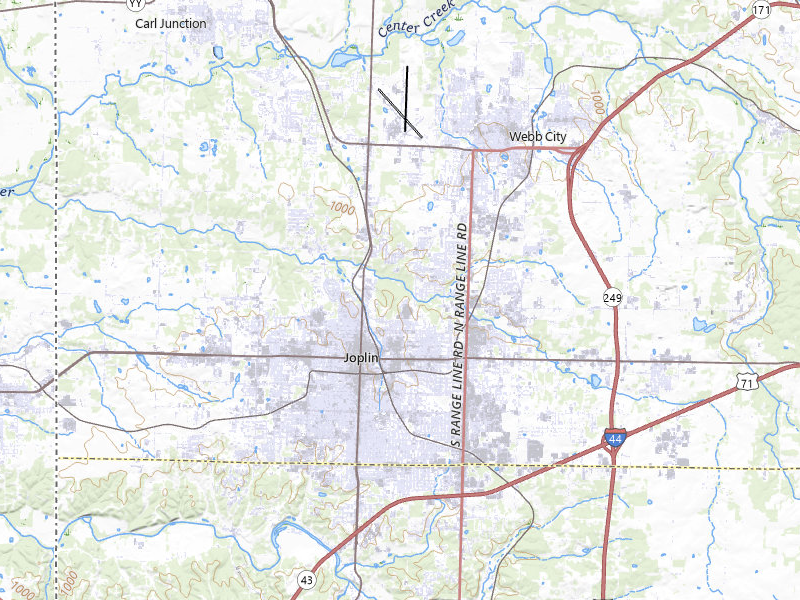 Radar-estimated hail-size map of the storm over Joplin, MO on Apr 28, 2026