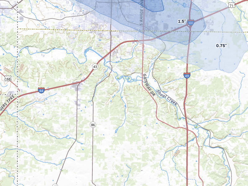 NEXRAD radar-signature map of the hail storm over Joplin, MO on Jun 25, 2026