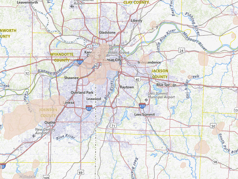 Radar-estimated hail-size map of the storm over Kansas City, MO on Apr 17, 2026