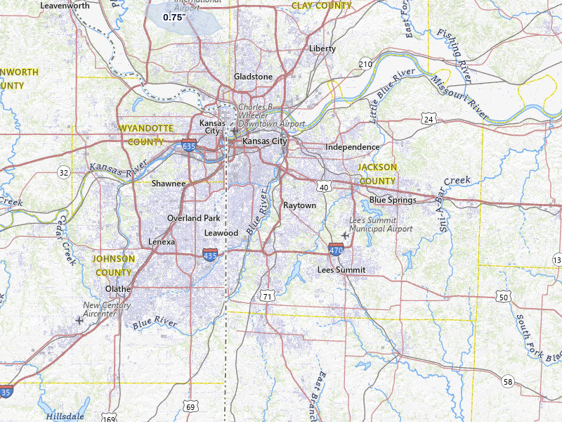 NEXRAD radar-signature map of the hail storm over Kansas City, MO on May 29, 2026