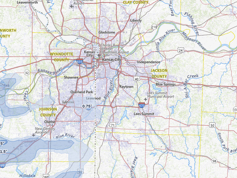 NEXRAD radar-signature map of the hail storm over Kansas City, MO on Jun 8, 2026