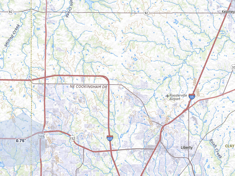 NEXRAD radar-signature map of the hail storm over Kansas City, MO on Aug 5, 2026