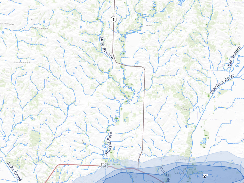 NEXRAD radar-signature map of the hail over Keytesville, MO