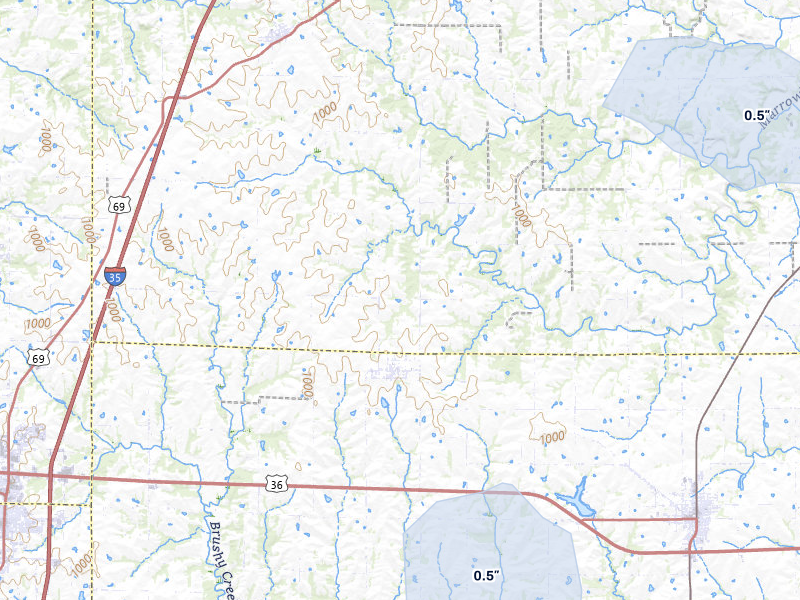 NEXRAD radar-signature map of the hail over Kidder, MO