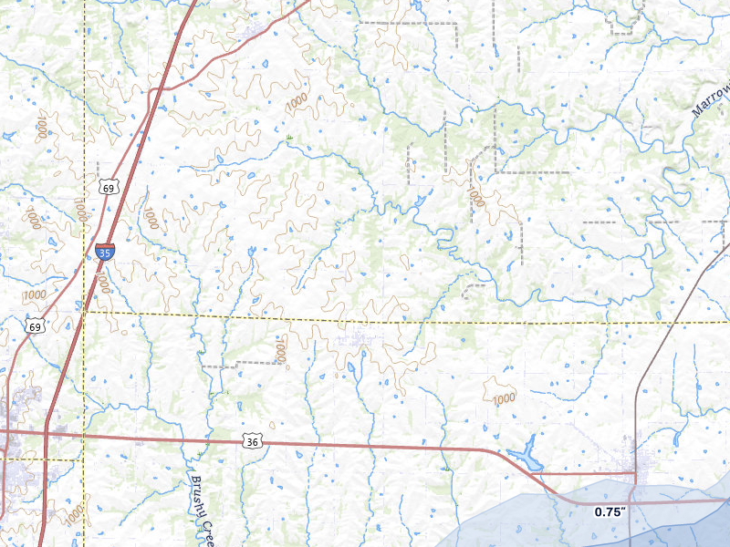 NEXRAD radar-signature map of the hail storm over Kidder, MO on May 31, 2026