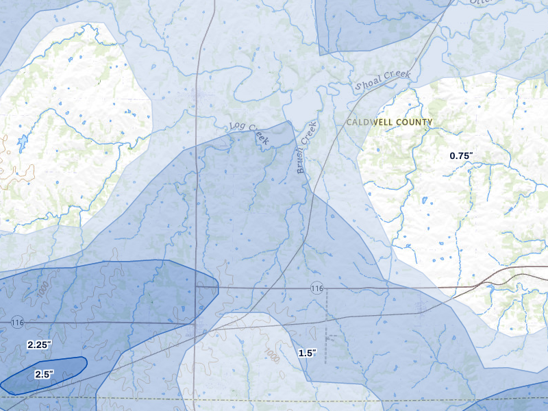 NEXRAD radar-signature map of the hail over Kingston, MO
