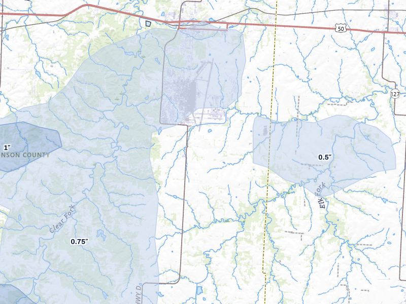 NEXRAD radar-signature map of the hail over Knob Noster, MO