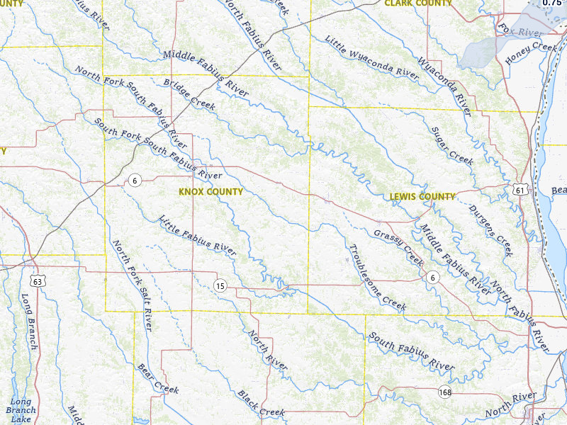 NEXRAD radar-signature map of the hail over Knox City, MO