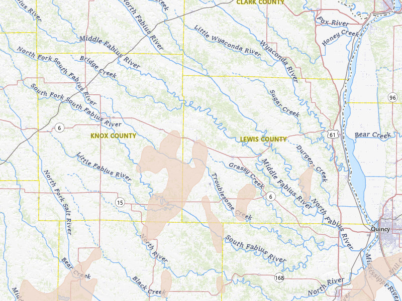 Radar-estimated hail-size map of the storm over La Belle, MO on Apr 27, 2026