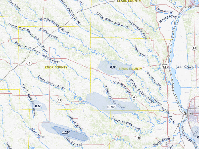 NEXRAD radar-signature map of the hail storm over La Belle, MO on May 3, 2026