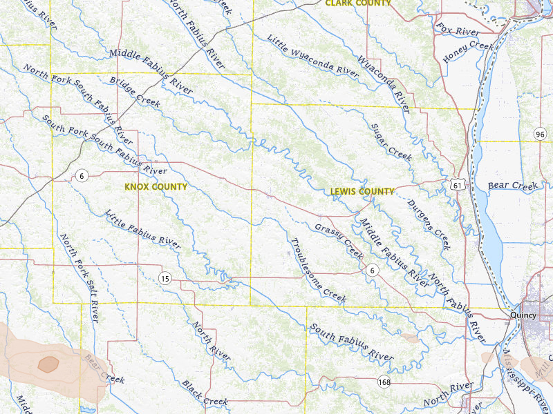 Radar-estimated hail-size map of the storm over La Belle, MO on May 4, 2026