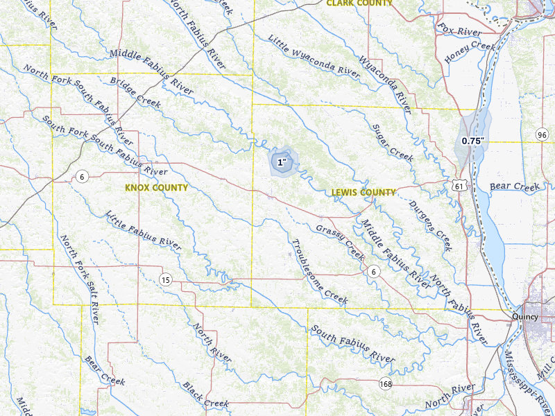NEXRAD radar-signature map of the hail storm over La Belle, MO on Jun 9, 2026