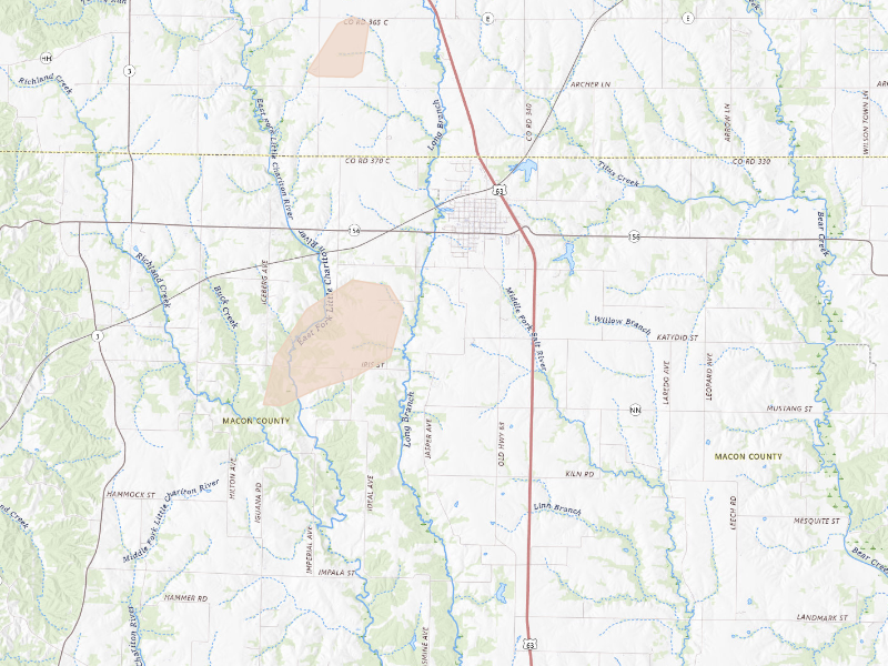 Radar-estimated hail-size map of the storm over La Plata, MO