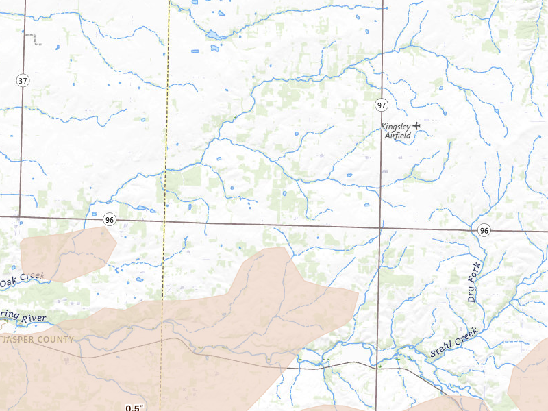 Radar-estimated hail-size map of the storm over La Russell, MO on Apr 28, 2026
