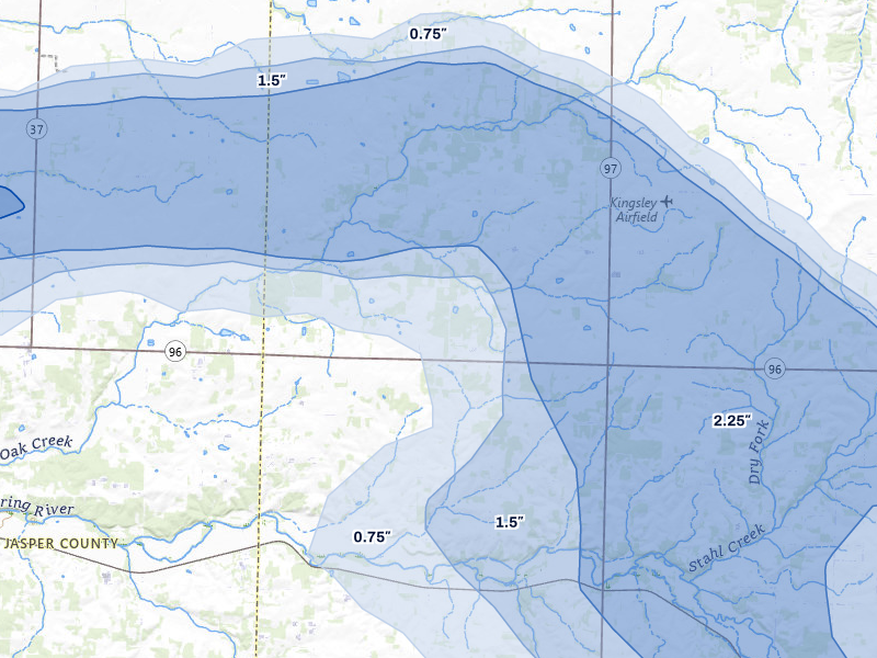 NEXRAD radar-signature map of the hail storm over La Russell, MO on May 30, 2026