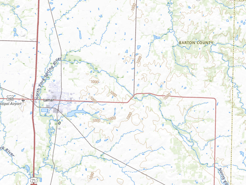 Radar-estimated hail-size map of the storm over Lamar, MO on Apr 28, 2026