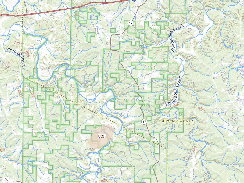 Radar-estimated hail-size map of the storm over Laquey, MO
