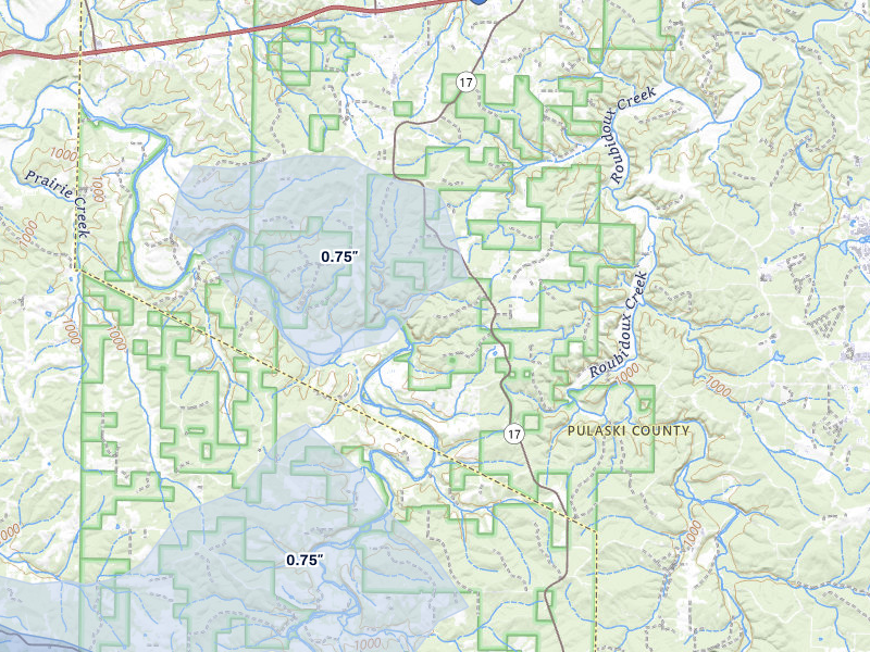 NEXRAD radar-signature map of the hail storm over Laquey, MO on Jul 10, 2026