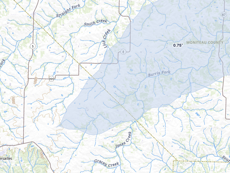 NEXRAD radar-signature map of the hail storm over Latham, MO on Apr 26, 2026