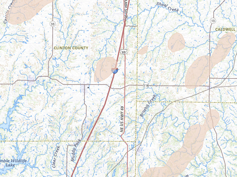 Radar-estimated hail-size map of the storm over Lathrop, MO