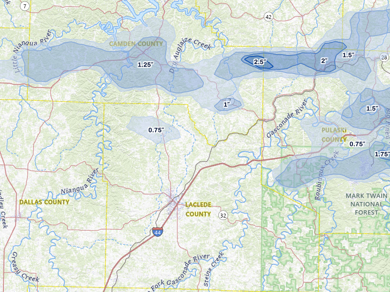 NEXRAD radar-signature map of the hail storm over Lebanon, MO on May 31, 2026
