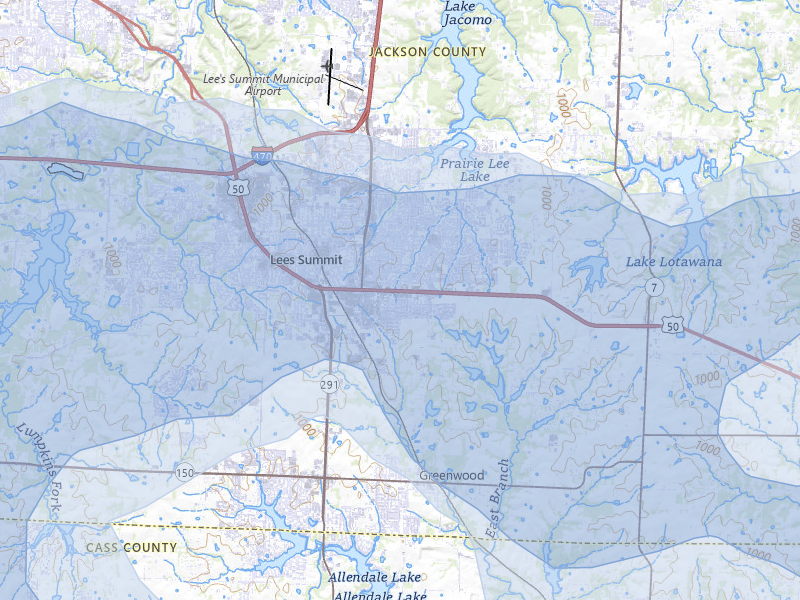 NEXRAD radar-signature map of the hail over Lees Summit, MO