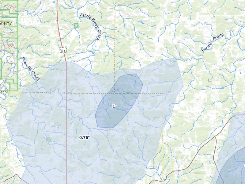 NEXRAD radar-signature map of the hail storm over Lenox, MO on Mar 4, 2026