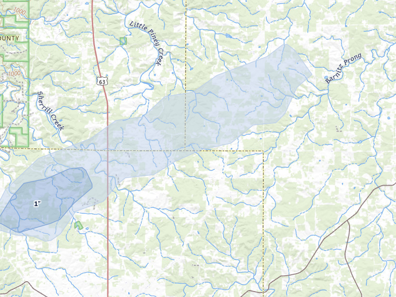 NEXRAD radar-signature map of the hail storm over Lenox, MO on Apr 28, 2026