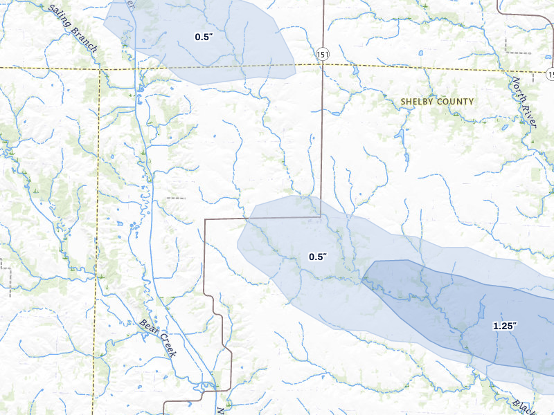 NEXRAD radar-signature map of the hail storm over Leonard, MO on May 3, 2026