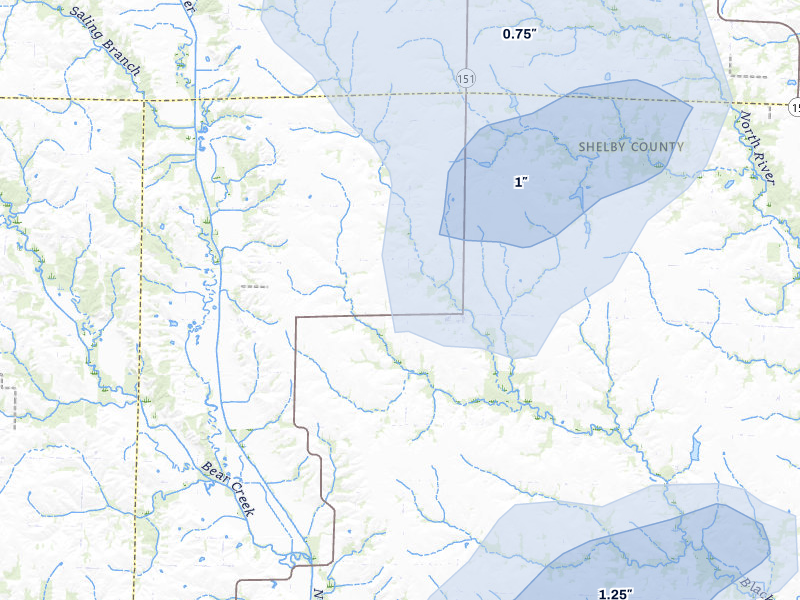 NEXRAD radar-signature map of the hail storm over Leonard, MO on May 16, 2026