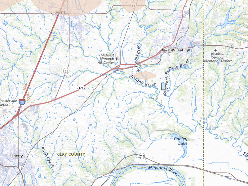 Radar-estimated hail-size map of the storm over Liberty, MO on Aug 5, 2026