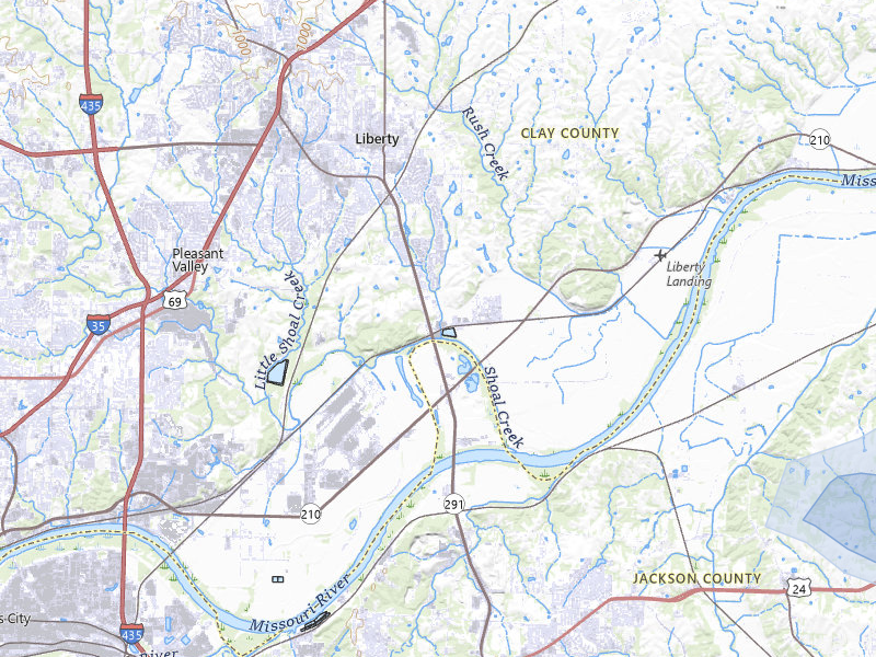 NEXRAD radar-signature map of the hail storm over Liberty, MO on Aug 5, 2026