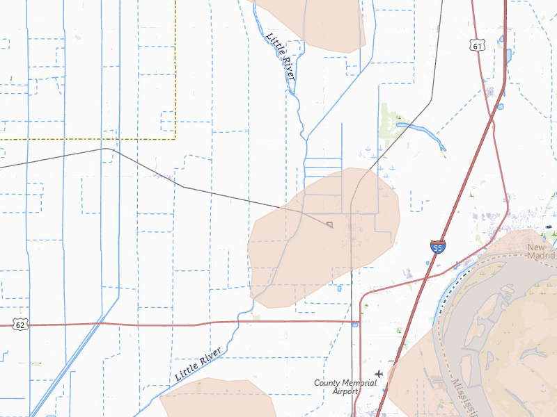 Radar-estimated hail-size map of the storm over Lilbourn, MO on Jul 9, 2026