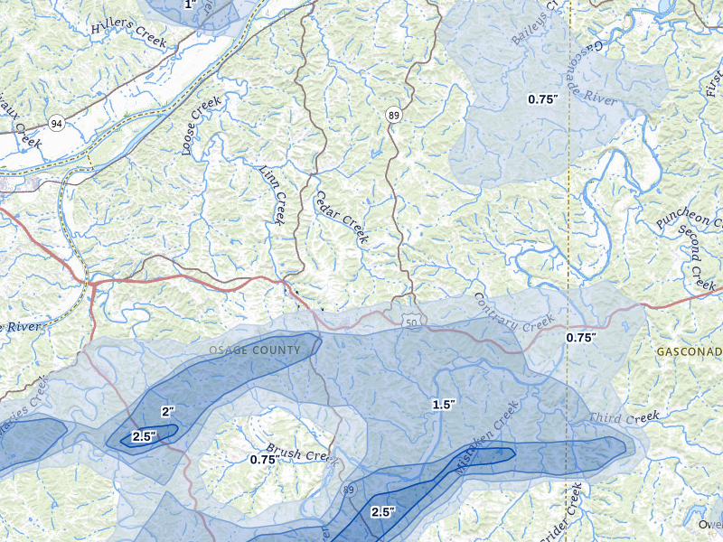 NEXRAD radar-signature map of the hail over Linn, MO