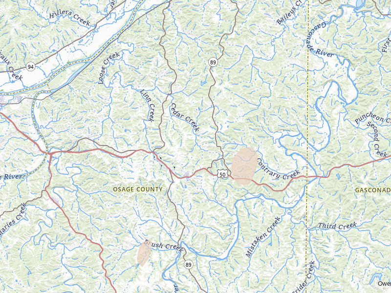 Radar-estimated hail-size map of the storm over Linn, MO on Jul 5, 2026
