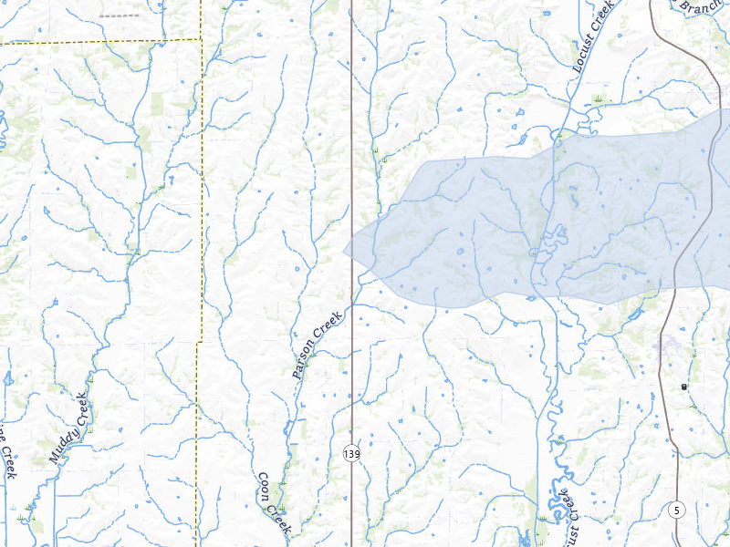 NEXRAD radar-signature map of the hail storm over Linneus, MO on May 4, 2026