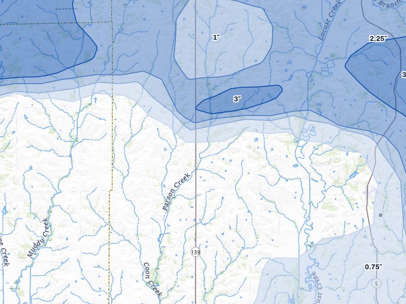 NEXRAD radar-signature map of the hail storm over Linneus, MO on May 16, 2026