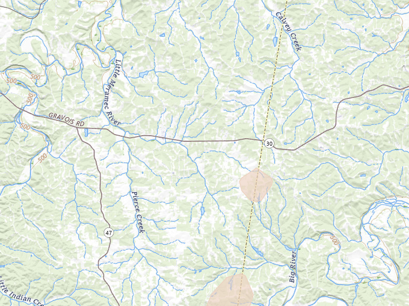 Radar-estimated hail-size map of the storm over Lonedell, MO on Jul 4, 2026