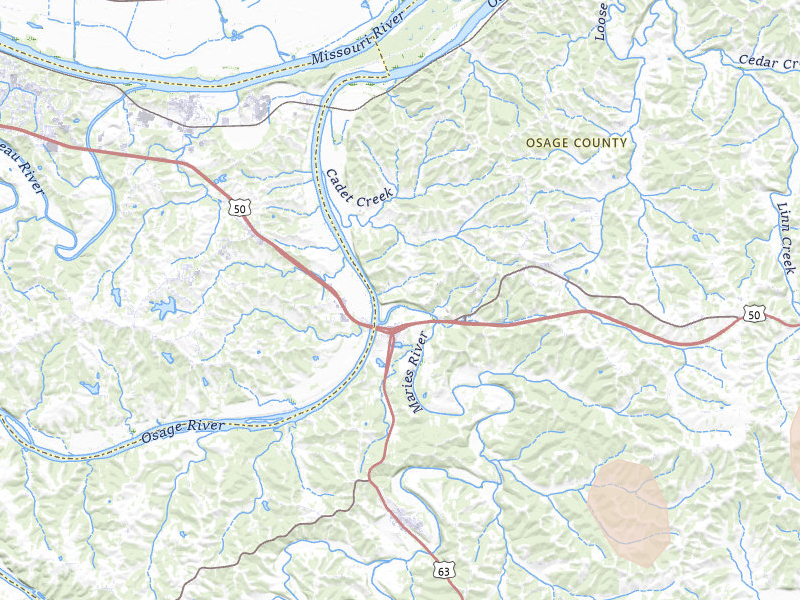 Radar-estimated hail-size map of the storm over Loose Creek, MO on Apr 26, 2026