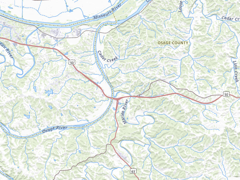 Radar-estimated hail-size map of the storm over Loose Creek, MO on Jul 31, 2026