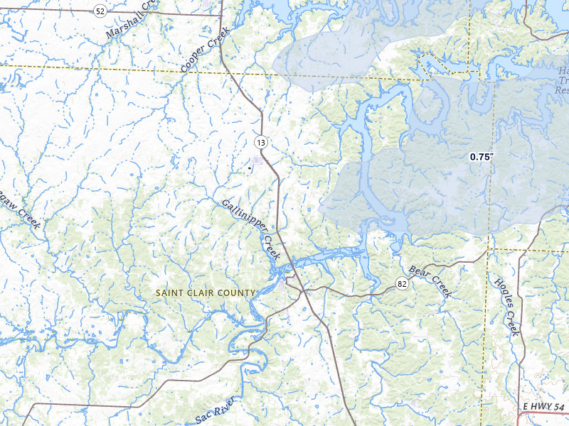 NEXRAD radar-signature map of the hail over Lowry City, MO