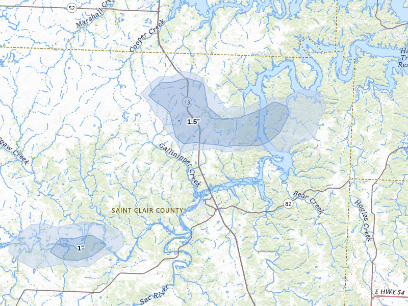 NEXRAD radar-signature map of the hail storm over Lowry City, MO on Jun 8, 2026