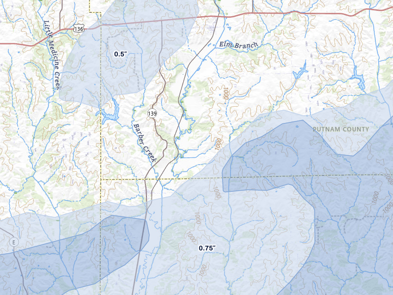 NEXRAD radar-signature map of the hail storm over Lucerne, MO on May 16, 2026