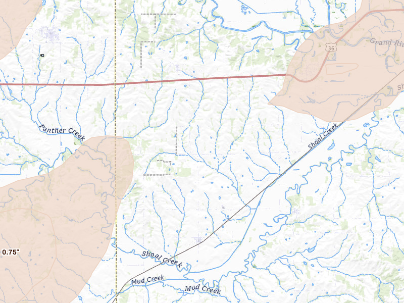 Radar-estimated hail-size map of the storm over Ludlow, MO on Apr 17, 2026