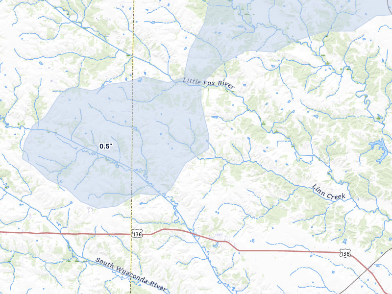 NEXRAD radar-signature map of the hail storm over Luray, MO on May 4, 2026